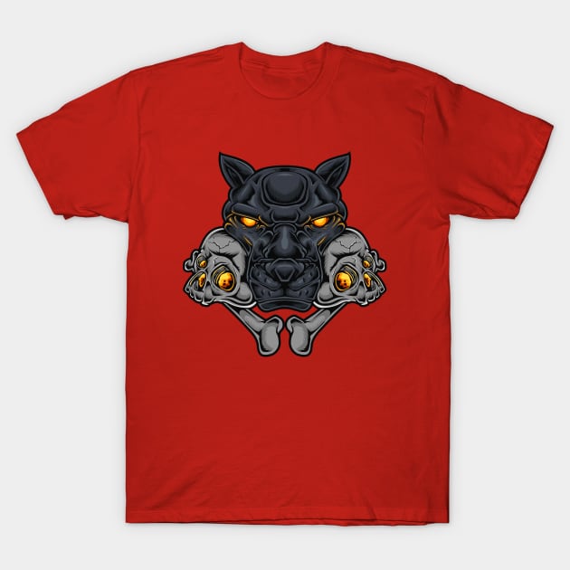 Panther Head Skull T-Shirt by Mako Design 